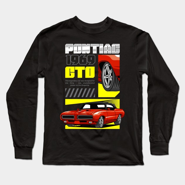 Retro V8 GTO Car Long Sleeve T-Shirt by milatees